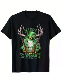 Patrick'S Day Costume Hunting Hat Four-Leaf Clover T-Shirt, (Color: Black, size: XXXL)
